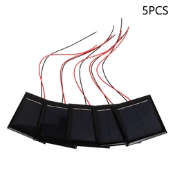 Micro Solar Board Photovoltaic 5Pcs 2V120MA Solar Cells with Wires Solars Epoxy Plate DIY Projects Toys 54mm x 54mm