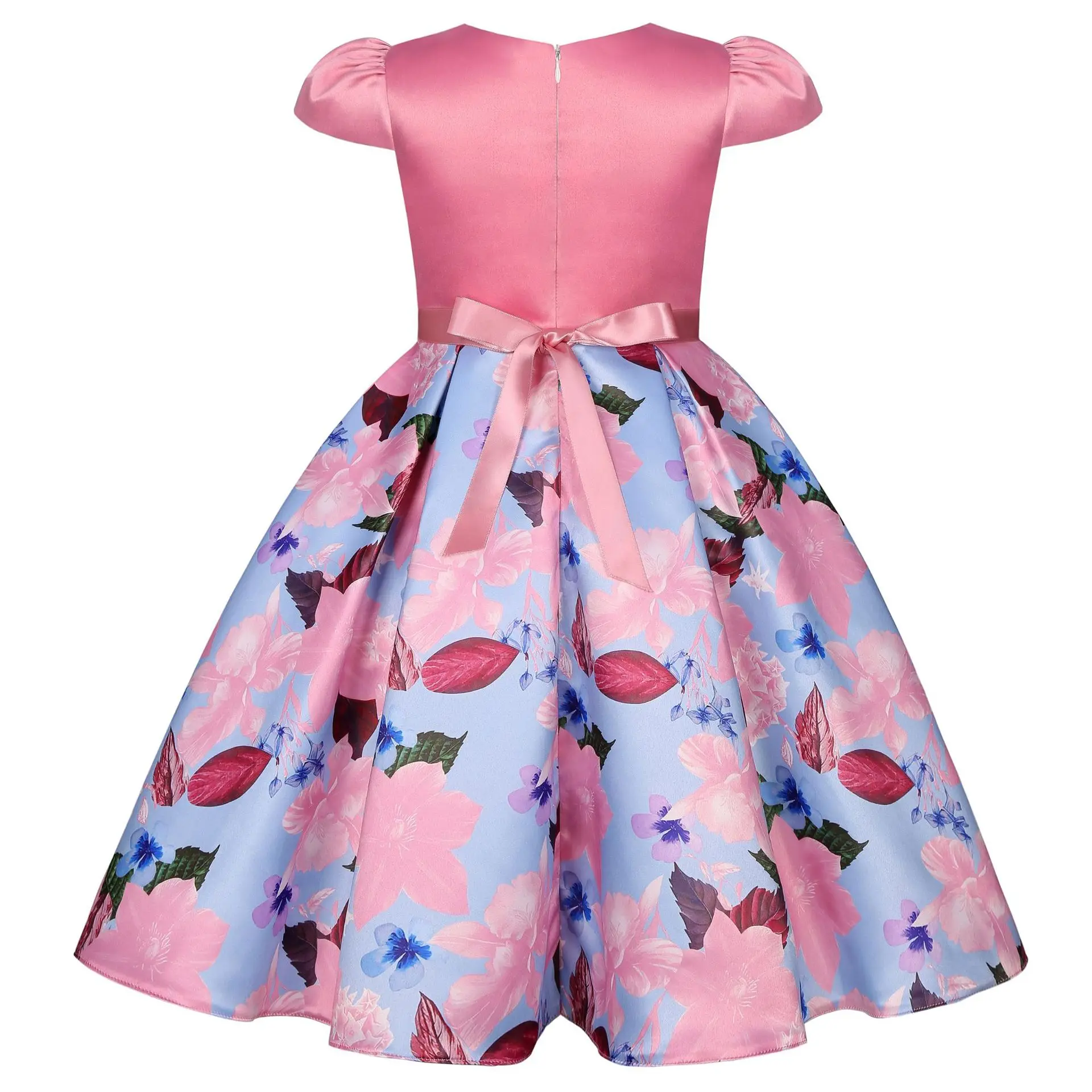 Flowers Dress for Girls Pink Cotton Baby Girl Clothes Children Kids Floral Wedding Party Dresses 6 8 10 Years فساتين اطفال