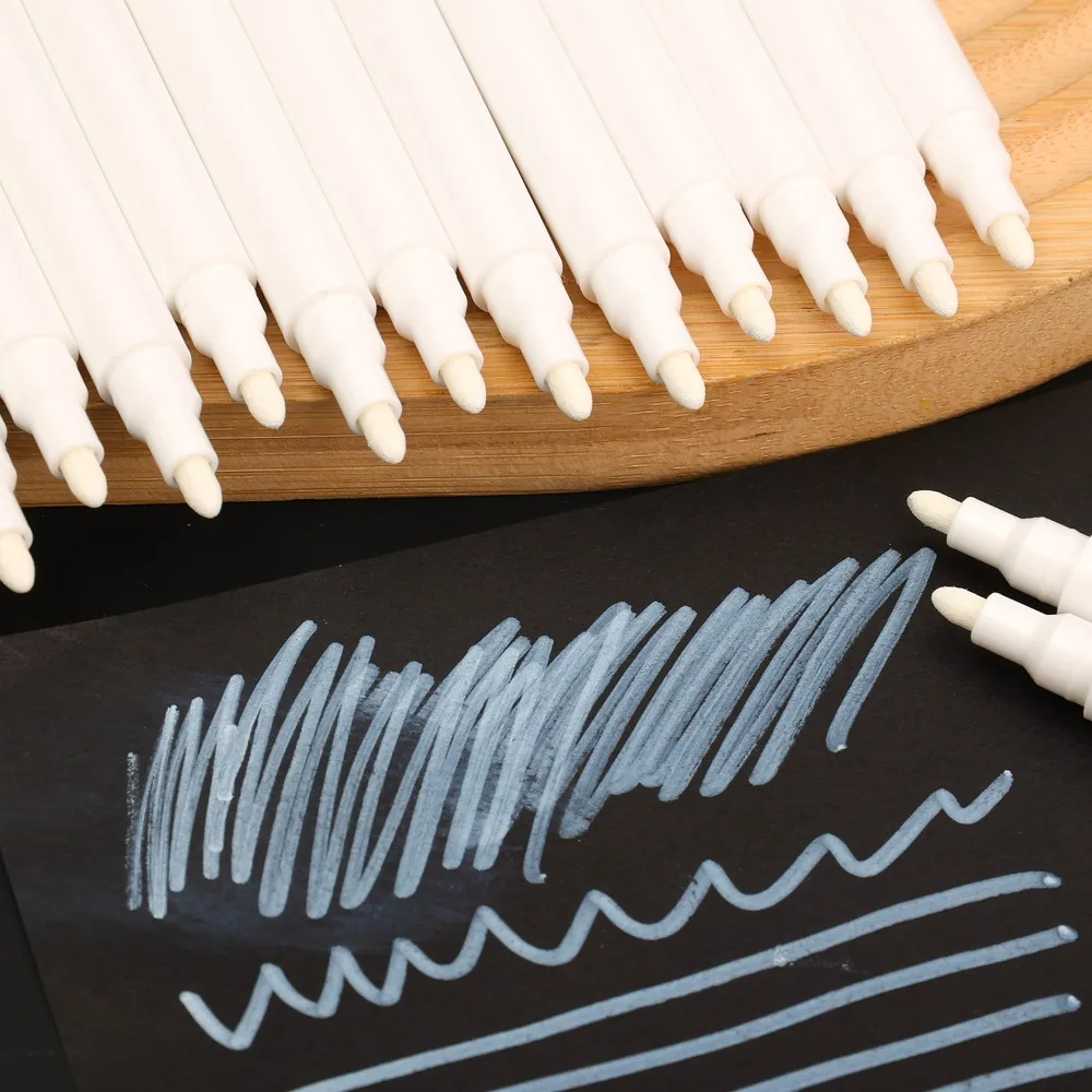 Rotuladores de puntas suaves y duras blancas, bolígrafo de pintura impermeable de secado rápido, lápiz resaltador borrable DIY, papelería para estudiantes, 5-20 piezas