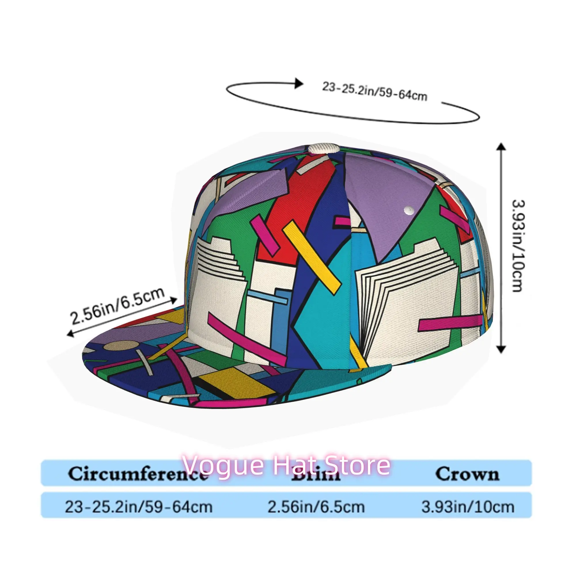 Abstract geometric pattern print Baseball Cap, Hip Hop Streetwear Snapback Trucker Hat for Skateboarding Dance Outdoor Sports,