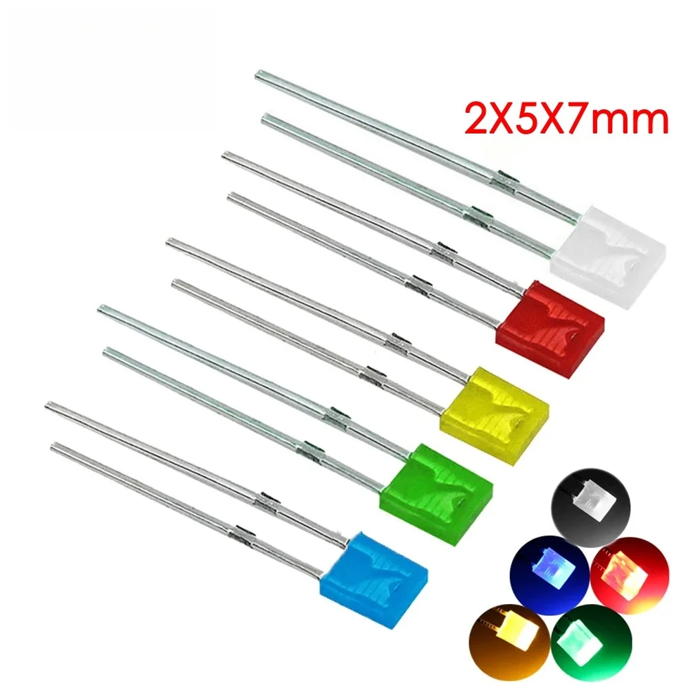 LAUBEI 100PCS/1000pcs/lot 2x5x7 Square 5-Color Short-LEG Light-Emitting Diode LED In-Line Lamp Beads Diy Kit Diffused