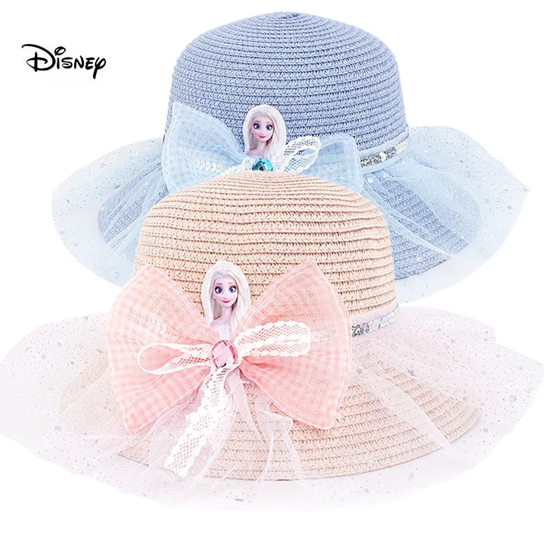 Miniso Disney Cappello da sole estivo per bambini Cappello di paglia da neve Cappello da pescatore Cappello grande per ragazze Protezione solare Parasole Brillante per bambini