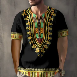 African Dashiki Traditional Men's Clothing Fashion Elegance Loose Fitting African Ethinc Short Sleeve Men T-shirt Unisex Clothes