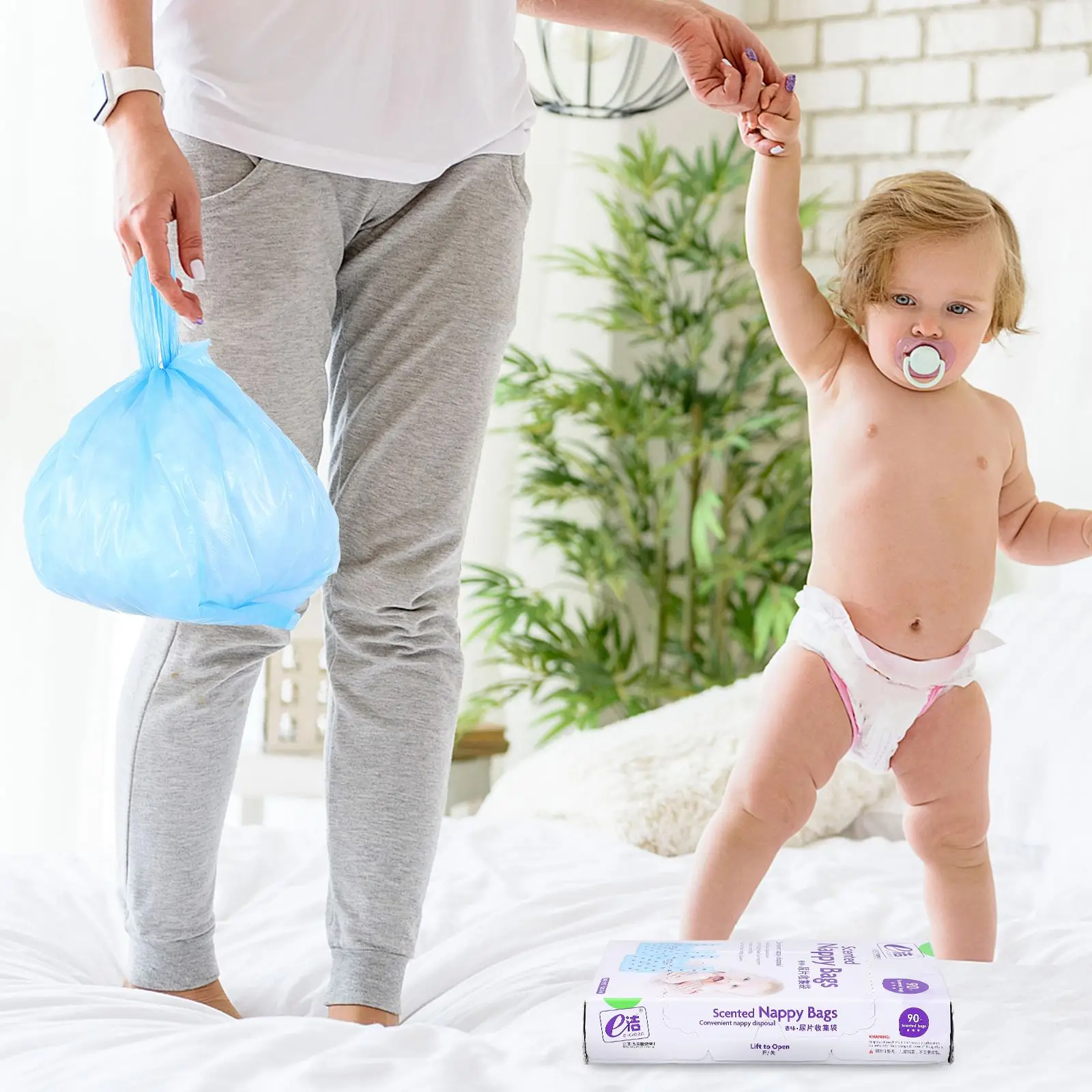 90PCS/Box Disposable Trash Bags Fragrance Diaper Nappy Sack With Scent Diaper Collection Bag Vest Bag Boxed Pull-Out Type