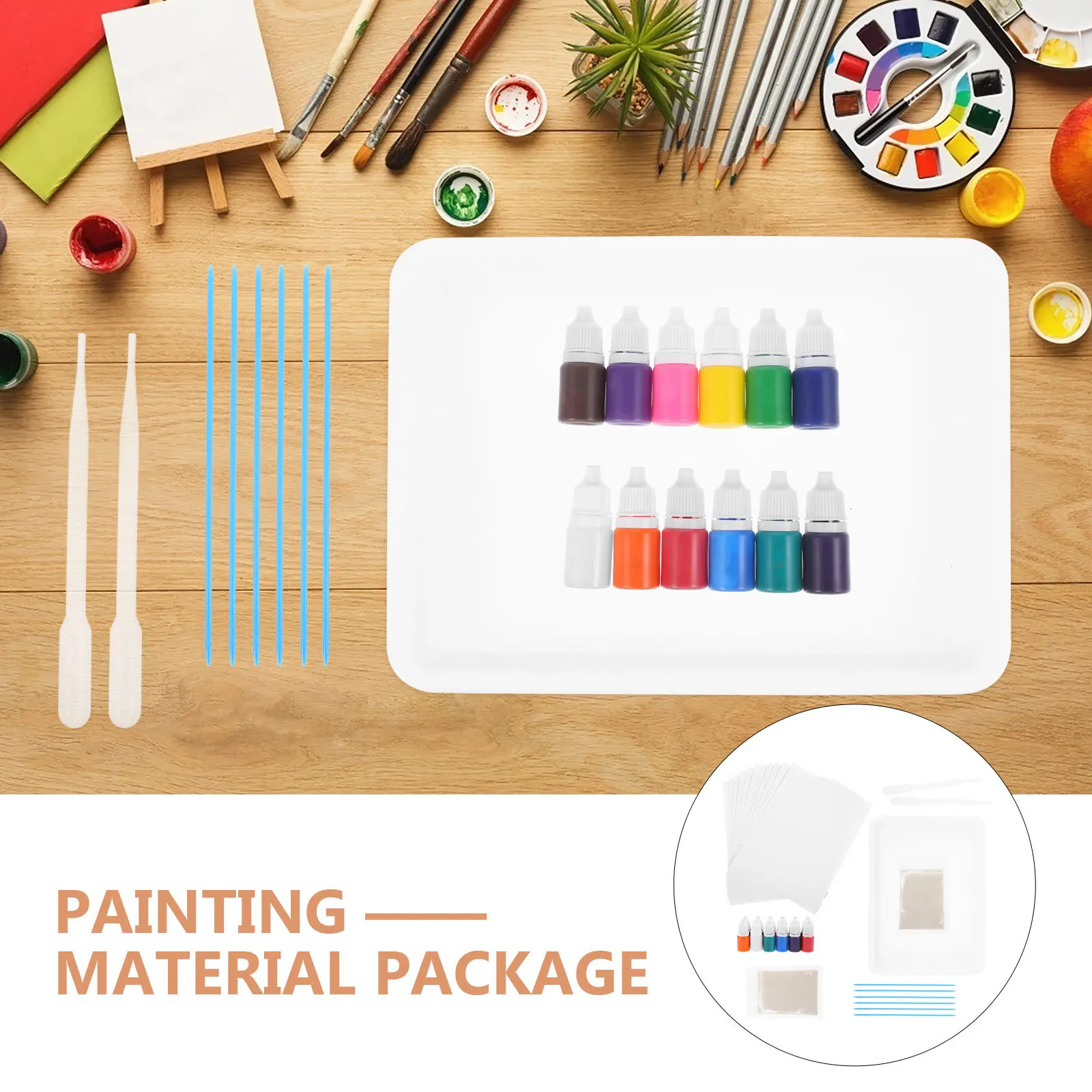 

1Set Marble Painting Kit 12 Vibrant Watercolor Paint 6ml Portable DIY Art Supplies for and Adults Marble Painting Kit