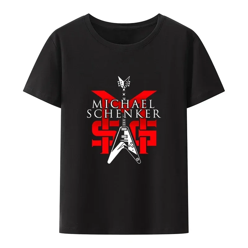 Men Short-sleev Hip-hop Streetwear Fashion Casual Shirt Ropa Hombre Michael Schenker Group Logo Rock Band Retro T Shirt harajuku