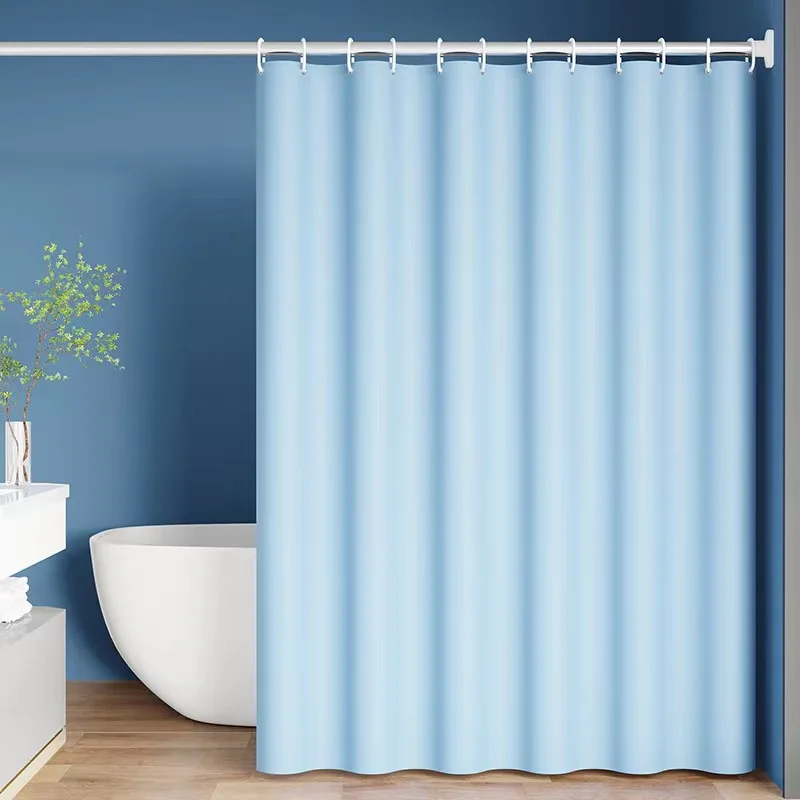 Shower Curtain Solid Various Color Curtains for Bathroom Water Resistant Simple with Hooks Pure Colors PEVA Fabric for Toilet