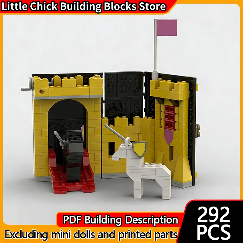 

Средневековый замок, модель MOC, строительные кирпичи, вход в город, ворота, модульная технология, детские праздничные подарки, сборка игрушек, костюм