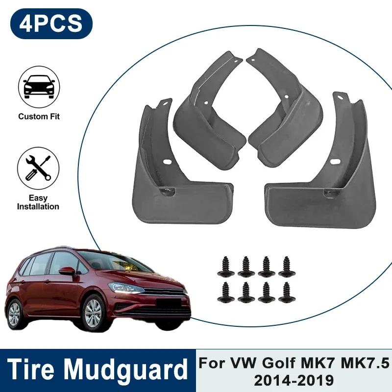 

4PCS Waterproof Car Mud Flaps For Volkswagen VW Golf MK7 MK7.5 2014-2019 Anti-Splash Mudguards Fender Trim Auto Accessories