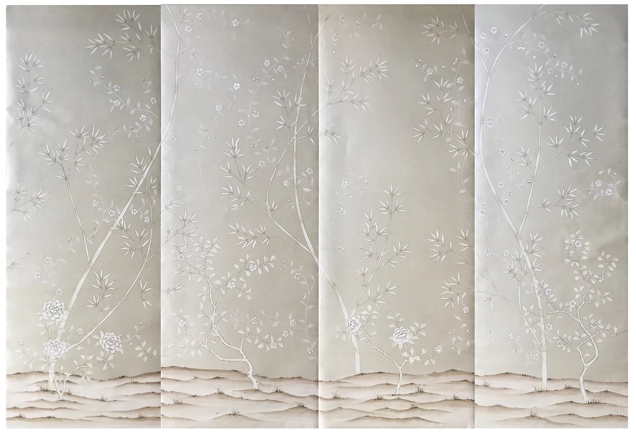 خلفيات مصنوعة يدويًا مخصصة مرسومة يدويًا على شكل زهرة/خيزران لغرفة النوم/العيش/الدراسة/غرفة الطعام/الشرفة/الأريكة/جدار التلفزيون Papel Pintado #1