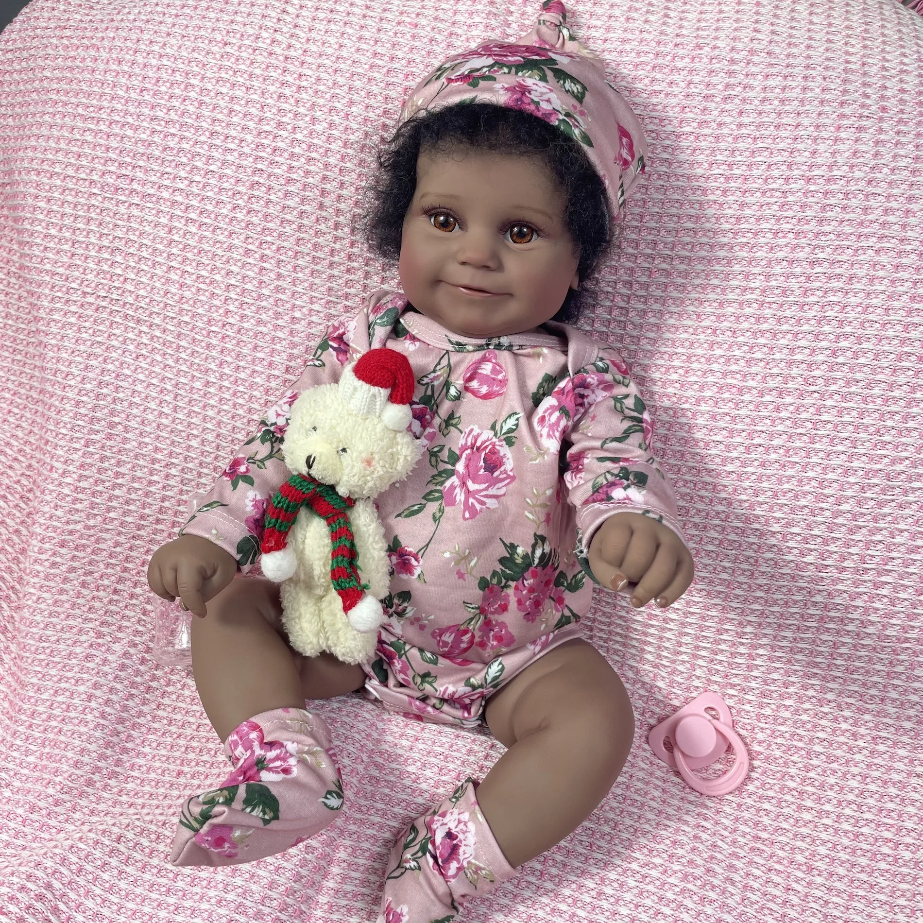 دمية فينيل كامل قابلة للغسل ، فتاة مادي ، بشرة داكنة بشعر متأصل ، هدية لعبة مصنوعة يدويًا ، إكسسوارات دمية ، 50: #5