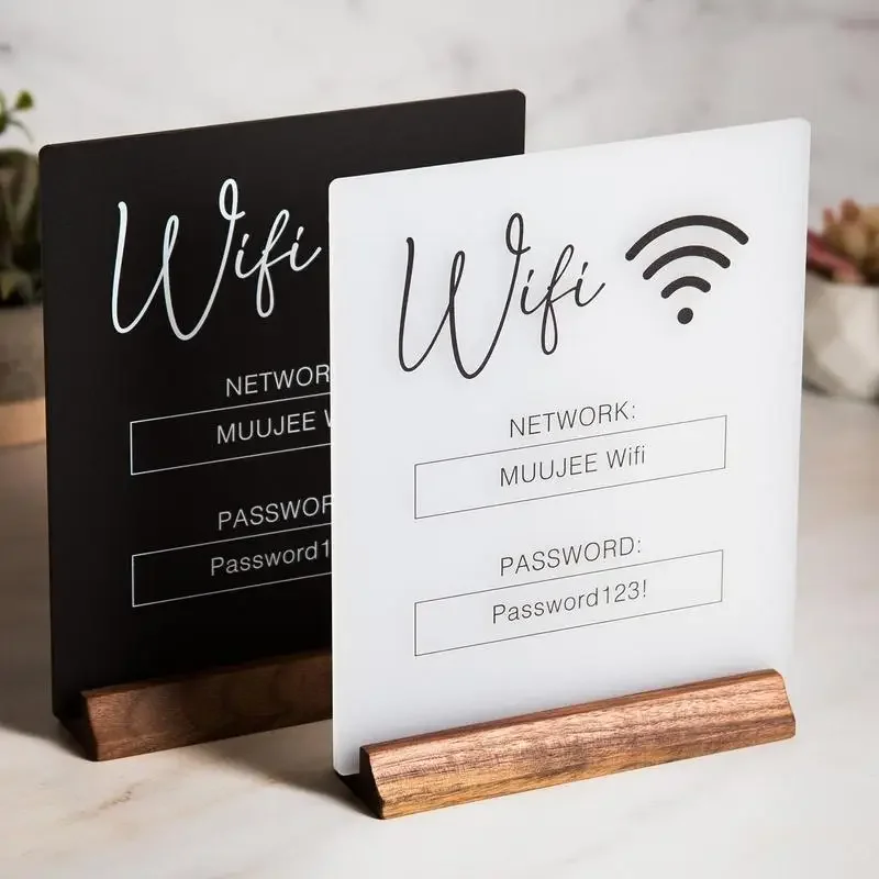 

Акриловый знак Wi-Fi для общественных мест, магазинов, учетная запись рукописного ввода и пароль, доска для объявлений с Wi-Fi, декоративная подставка