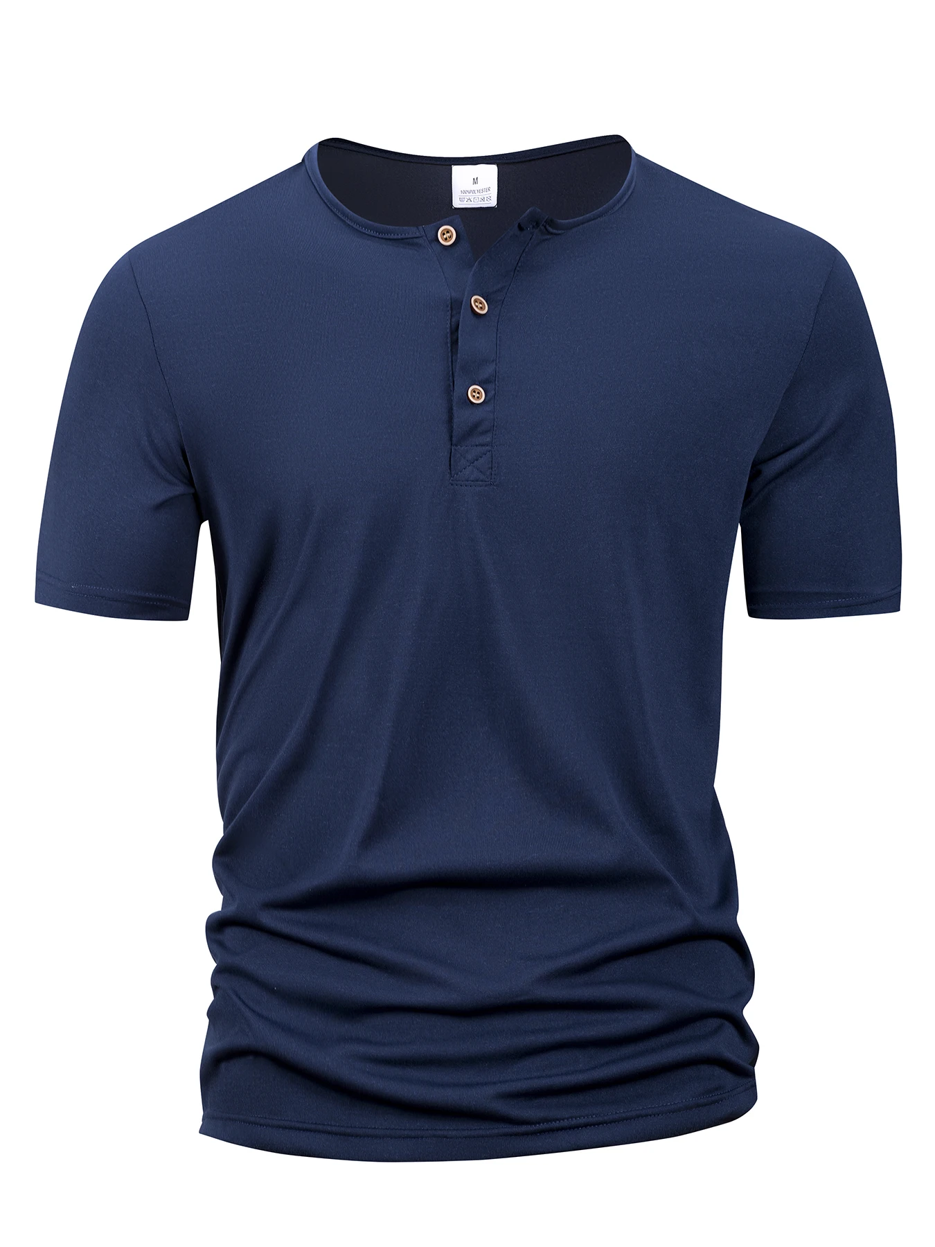 Summer Men Henley Collar T-shirts Button Slim Casual Male Solid Color Short Sleeve Men Sports T-shirt Polo shirt Tops