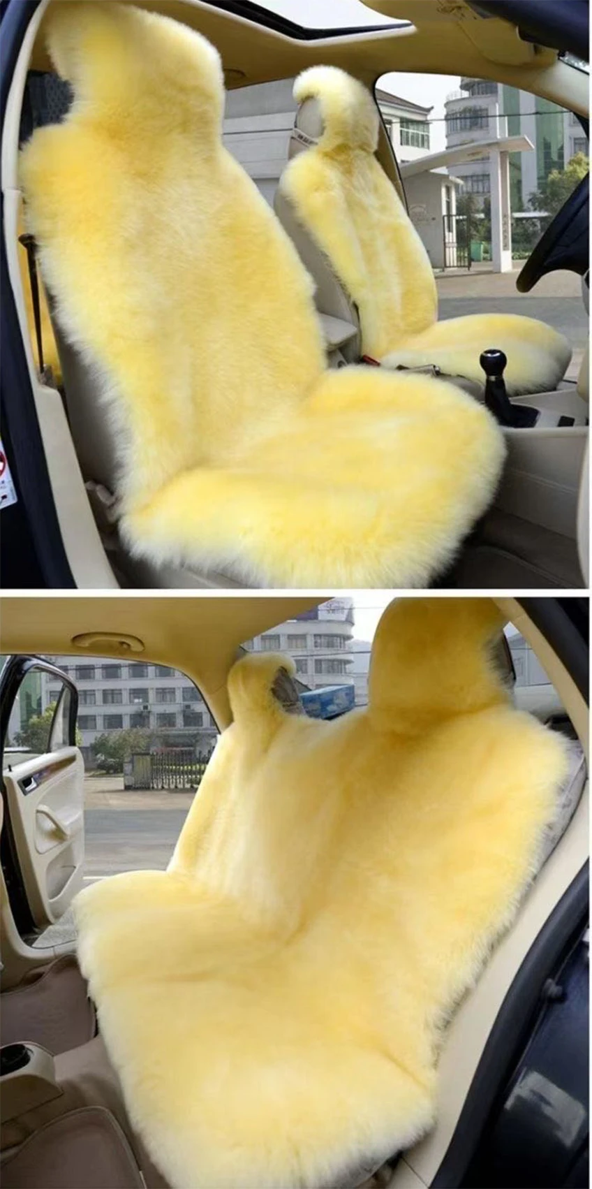 

Long Wool Fur Seat Covers For Cars Winter Sheepskin Car Seat Cover Warm Natural Australian Auto Seats Cushion Car Accessories