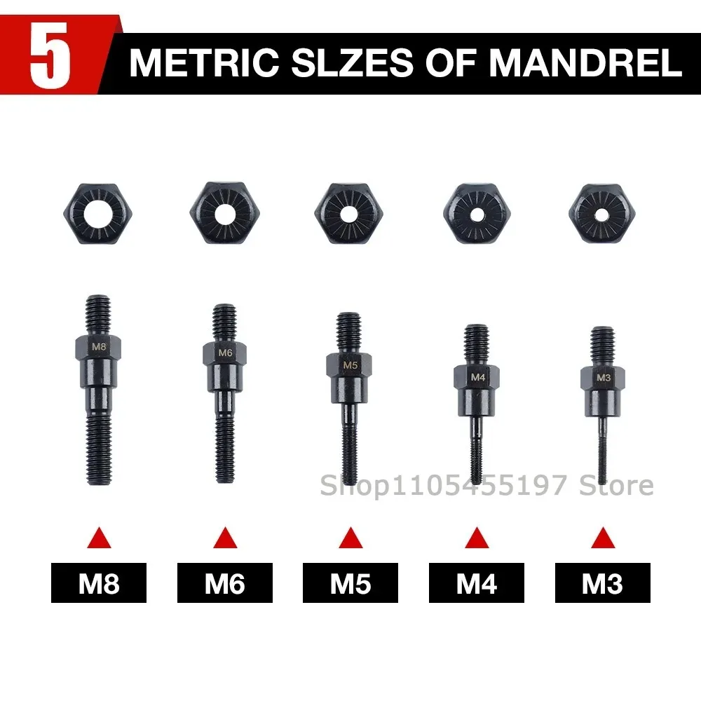 1 Set Electric Rivet Gun M3-M8 Electric Rivet Gun Automatic Rivet Gun Nut Gun Multifunctional  Electric with 4 Conversion Heads