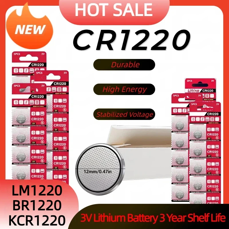 

Bulk Pack 2-50PCS 3V CR1220 Lithium Button Batteries LM1220 BR1220 KCR1220 Coin Cell for Toy Watch Calculator Car Remote Control