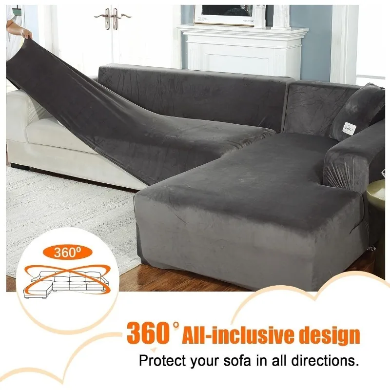 Thickened Silver Fox Fur Sofa Cover 1/2/3/4 Seater Full Coverage Non-Slip Solid Color Winter Warm Couch Protector Housse Canapé