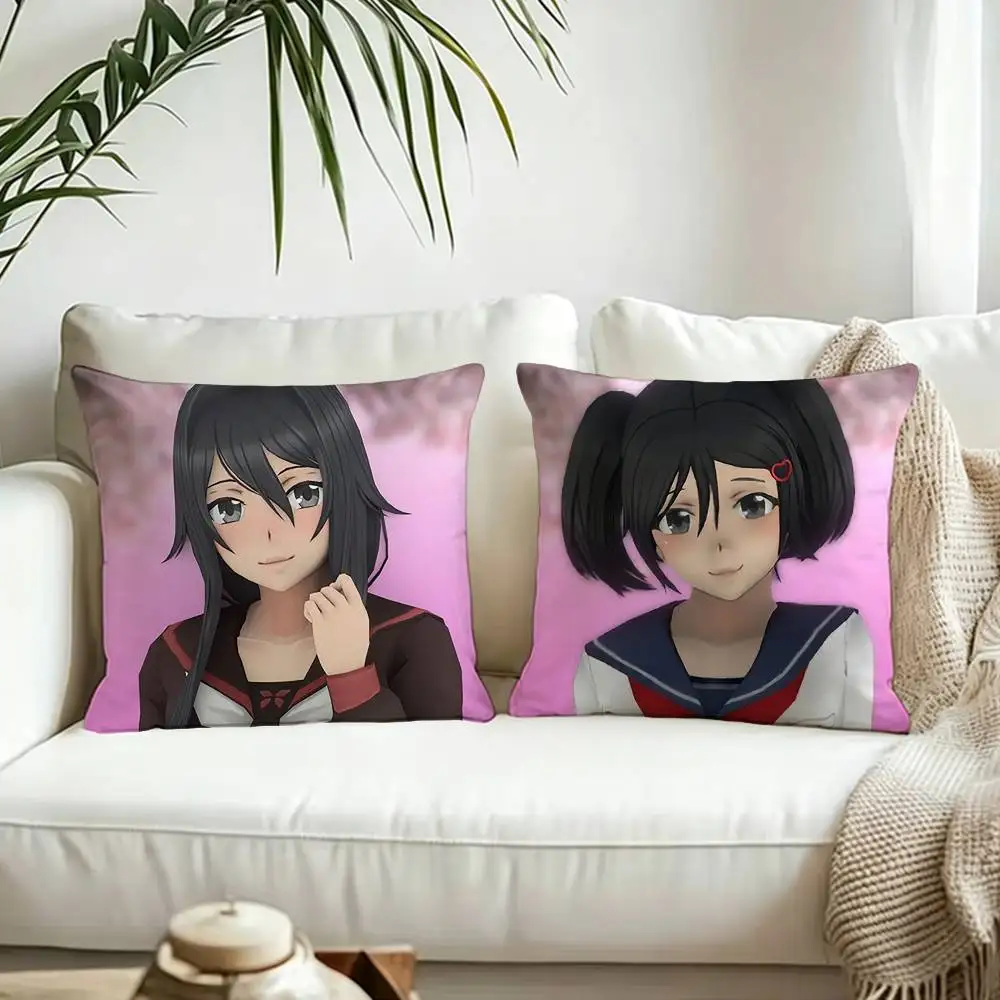 Anime Y-Yandere Simulator Various Sizes Square Pillow Case For Car Home Bedchamber Decor