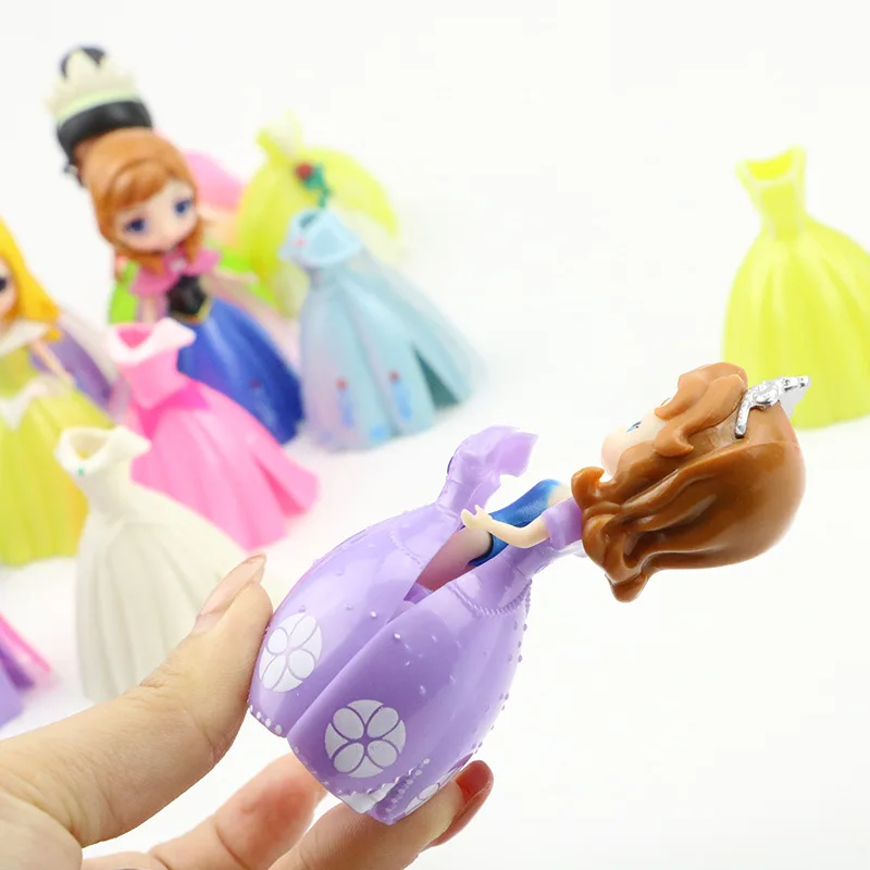 Disney Princess Toys Frozen Elsa Cinderella Ariel Alice Magic Clip Dress Clothes Change Figures Dolls