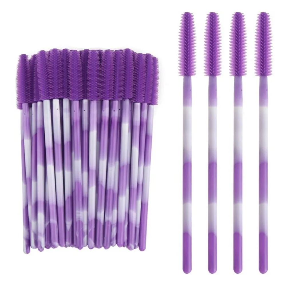 

50Pcs Disposable Eyelash Brushes Makeup Tools Microbrush Mascara Wand Applicator Rainbow Color Silicone Eyelash Makeup Brush