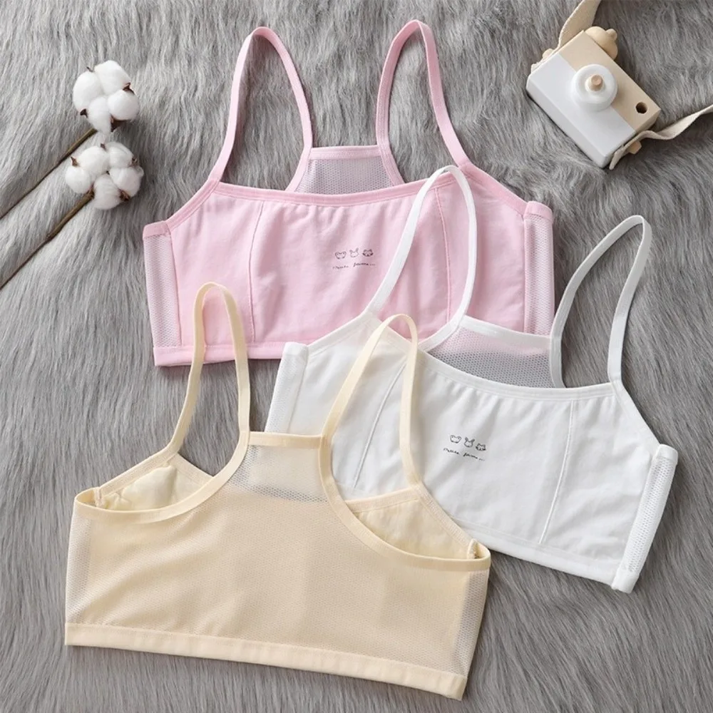 New Cotton Spandex Girls Training Bra Mesh Breathable Girls Camisole Bra Soft Tween Training Bra Girls