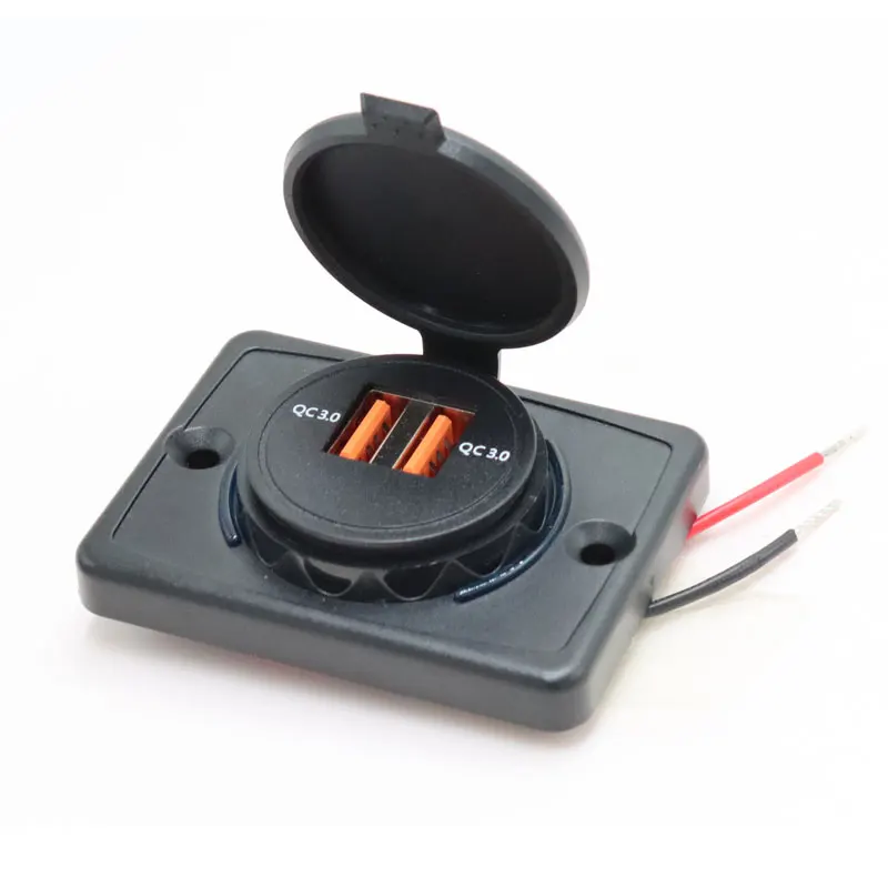 

DC 12V 24V Panel Surface Mount Dual QC 3.0 USB Port Bus Socket Car Charger Socket
