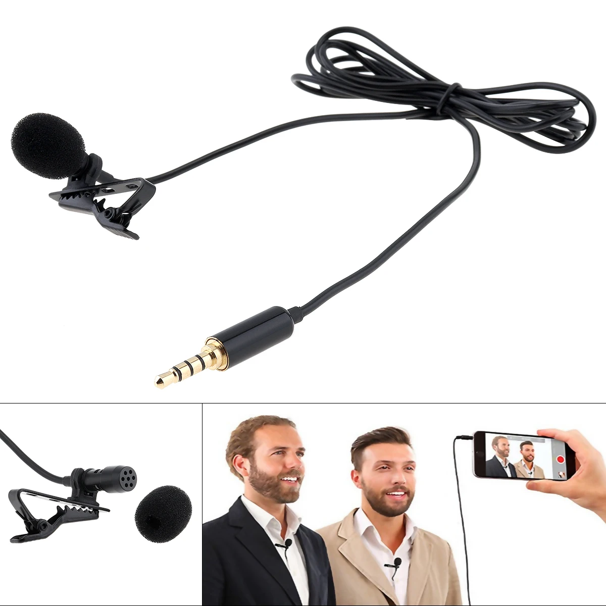 

4 Pole 3.5MM Mini Headsets Microphone Mobile Phone DSLR Camera Clip-on Lapel Condenser Microphone for Recording Speaking Lecture