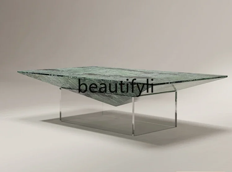 Italian Bulgari marble suspended coffee table living room home acrylic modern simple long coffee table