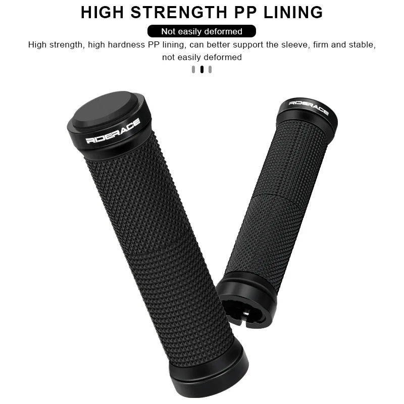 RIDERACE Bicycle Handlebar Grips Lock on MTB Mountain Bike Handle Bar Cover Shockproof Non-Slip Ergonomic Cycling Grips Rubber