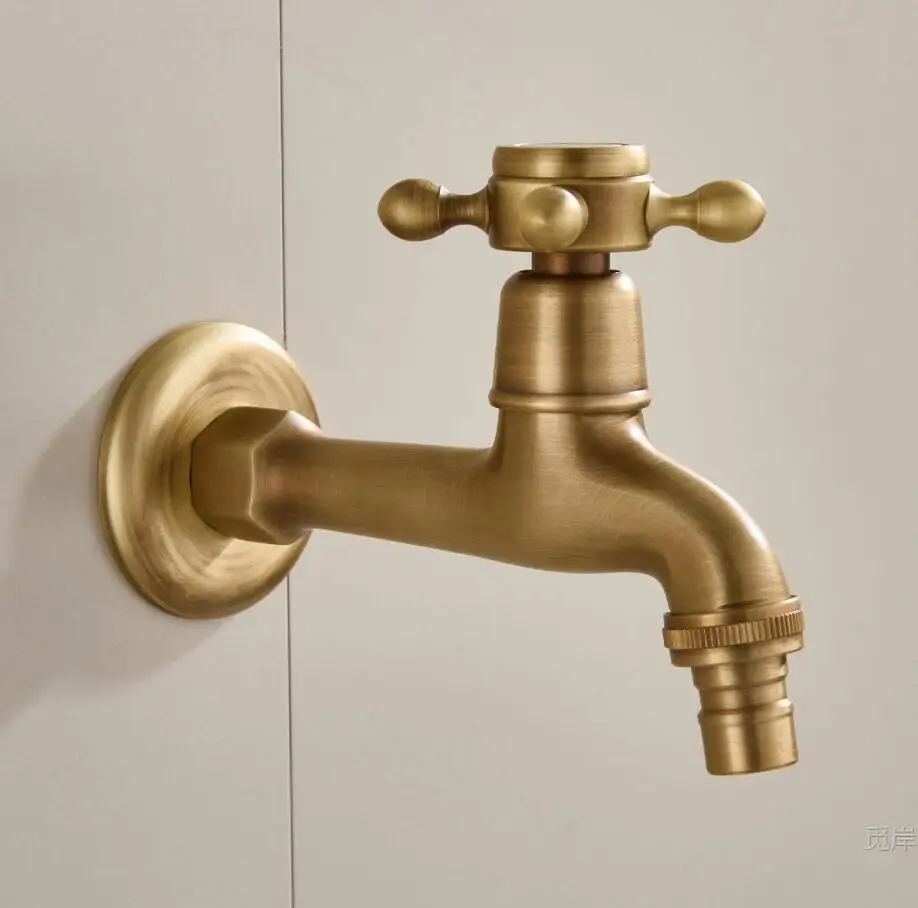 Brass washing machine faucet, antique mop basin faucet, retro single cold outdoor household outdoor mop basin connector