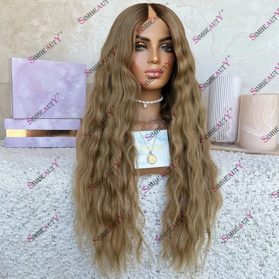 

Cheap V Part Full Machine Made 100% Human Hair Indian Remy Ombre Amber Loose Wave Wig for Women Easy Install Clips U Part Wig