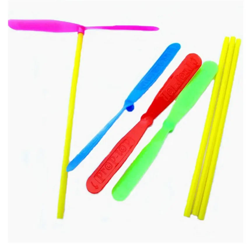 Plastic Bamboo Dragonfly Shape Hand Push Flying Propeller Outdoor Sports Game Kids Toy Gift Rotating Flying Arrow Outdoor Games