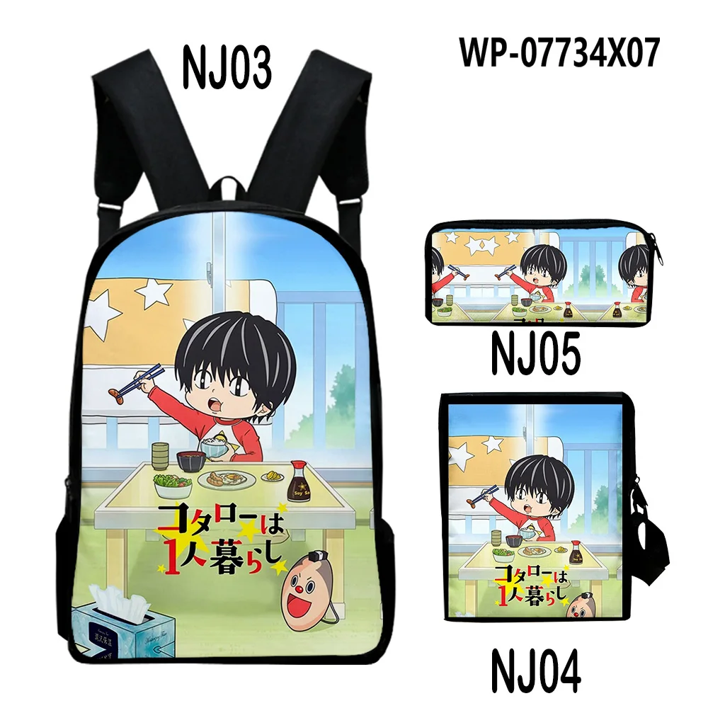 

Creative Kotaro Lives Alone Anime 3D Print 3pcs/Set pupil School Bags Laptop Daypack Backpack Inclined shoulder bag Pencil Case