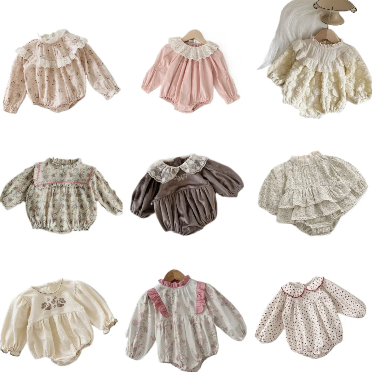 Baby Girls Rompers 24 Autumn Infant Cute Print Lace Long Sleeve Romper Baby Girl Bodysuit  Baby Clothes