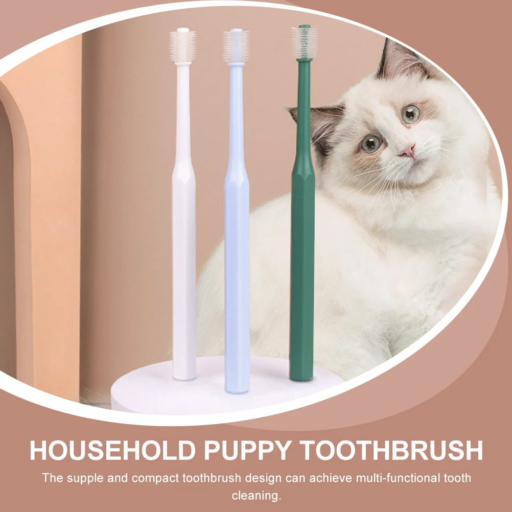 

Pet Toothbrush For Dogs Cats Premium Tpe Non-Slip Handle Portable Dental Care Tool Puppy Kitten Brushing Supply