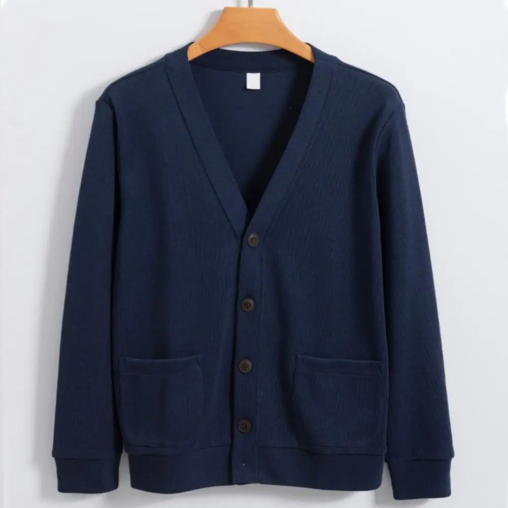 Cardigan lavorato a maglia con scollo a V elegante Cardigan con scollo a V da uomo per l\'autunno inverno stile Business lavorato a maglia tinta unita