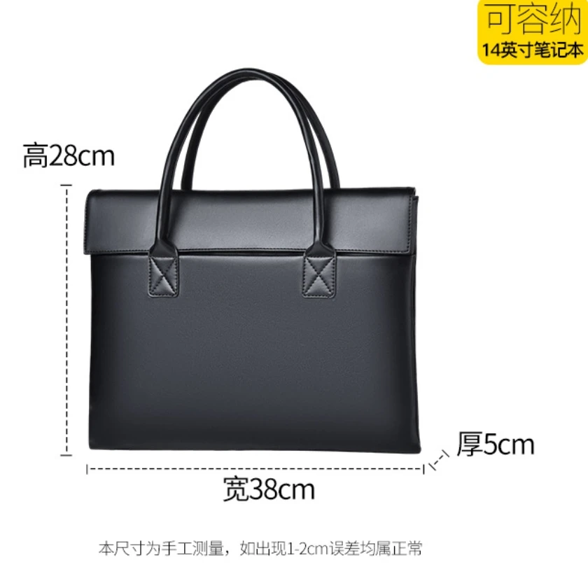 2023 Men Business PU Briefcase Office Document Storage Handbag Waterproof Travel Laptop Protection Shoulder Bag Organizer Pouch