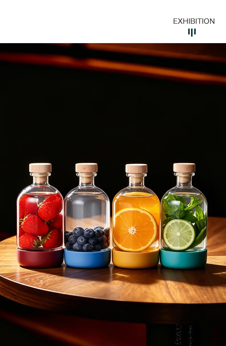 Inmeet Bar Professional 2PCS Immersion Bottle Set Multi-use Glass Bottle with Stopper for Wine Juice Oil Household Use