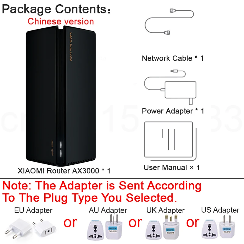 XIAOMI Router AX3000، مكرر تمديد جيجابت مكبر للصوت إشارة الداعم، WIFI 6 Nord Vpn Mesh 5 جيجا هرتز، النسخة الصينية مع محول