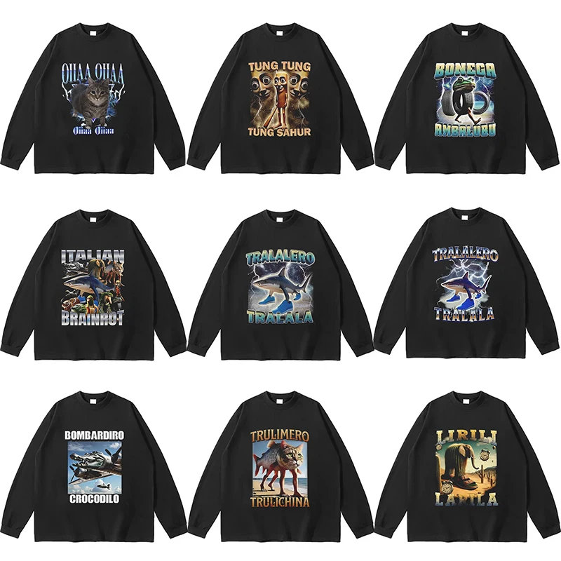 ロングスリーブtシャツ-バイオ・ウォー・オールスターズ-ai-タングタングタングサフール-スティ-フィギュア-クロコダイルアーク-コットン-クルーネックtシャツ-エクスサマー