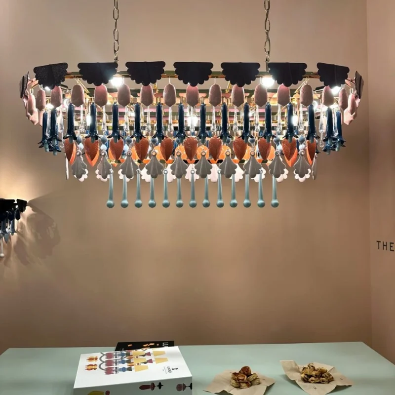 

Nordic Retro Luxury Ceramic LED Chandelier Living Room Restaurant Villa Hotel Bedroom Color Ceiling Lamp Designer Decor Lighting