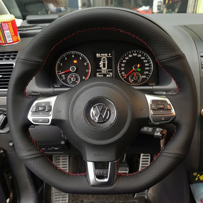 Car Steering Wheel Cover Braid Artificial Leather For Volkswagen Golf 6 GTI MK6 VW Polo GTI Scirocco R Passat CC R-Line 2010