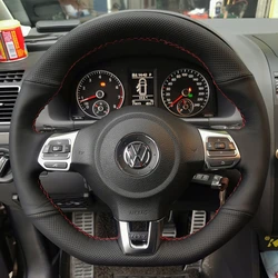 Car Steering Wheel Cover Braid Artificial Leather For Volkswagen Golf 6 GTI MK6 VW Polo GTI Scirocco R Passat CC R-Line 2010