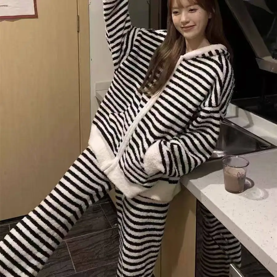 

Женские пижамные комплекты из хлопка с флисом, сохраняющие тепло, с длинными рукавами, на пуговицах, полноразмерные, зимние, термобелье, уютные, плотные, простые