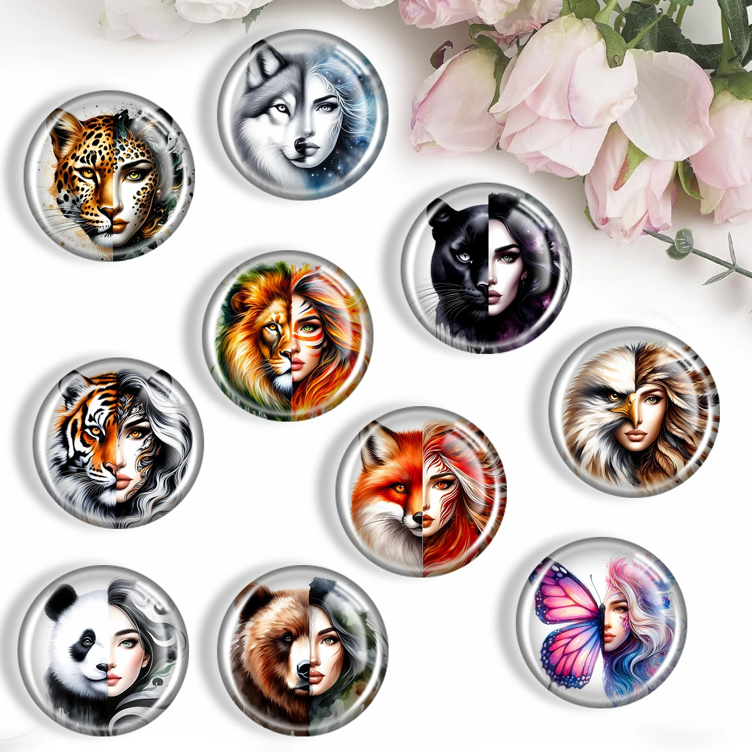 Yin Yang cara chica 12/18/20/25mm cabujón de cristal pulsera colgante anillos para joyería pendientes de demostración parte posterior haciendo hallazgos