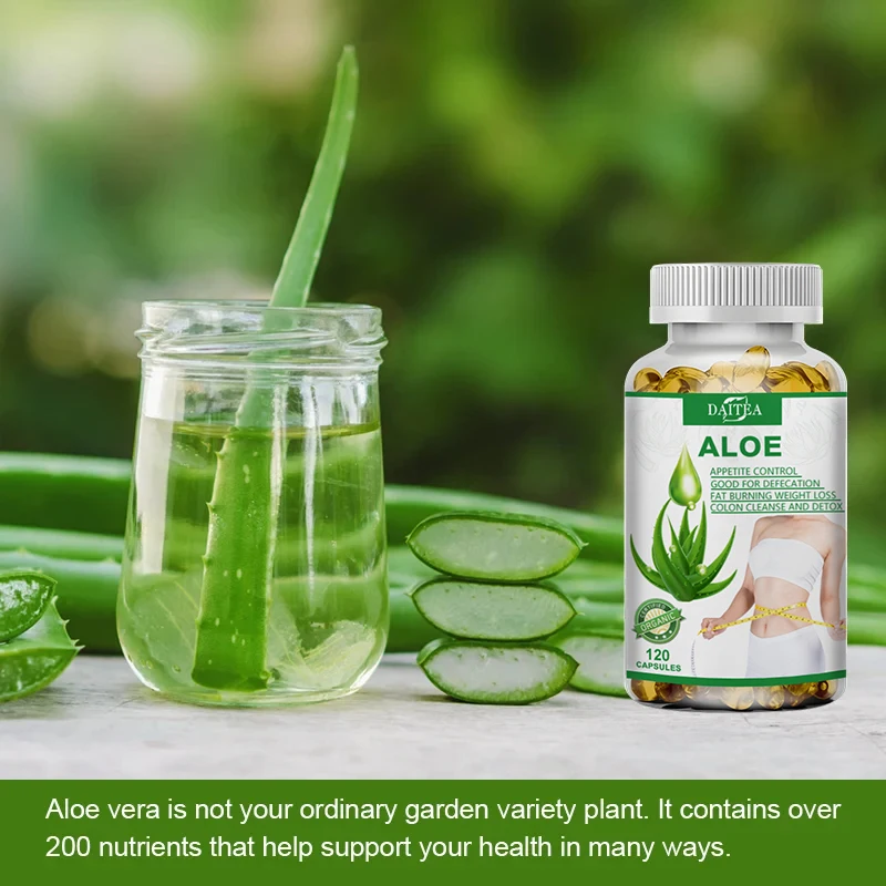 Aloe Vera Extract Capsules - Helps Cleanse and Detoxify The Colon, Burn Fat, Maintain Stomach Acid Balance, and Boost Immunity