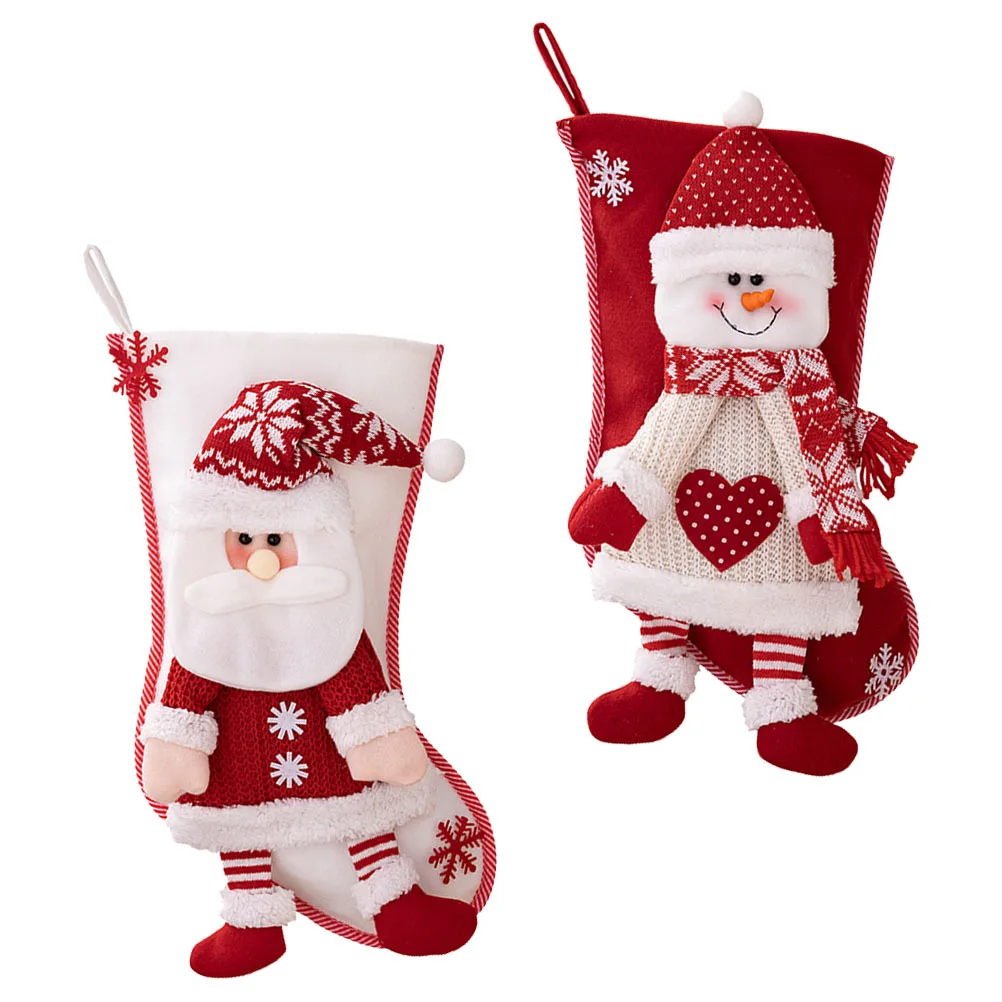 

2Pcs Festive Xmas Gift Bag Cute Christmas Stocking Treat Bags for Candy Storage Xmas Party Decoration