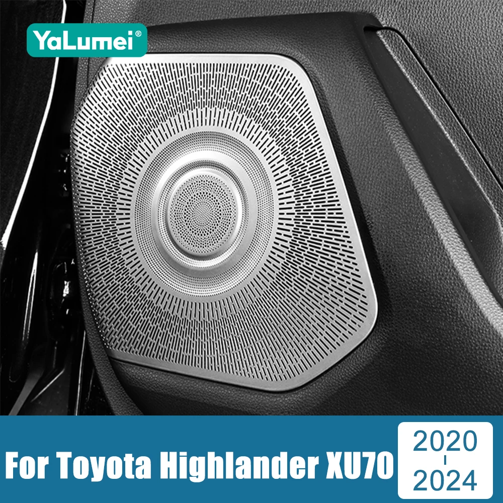 

For Toyota Highlander XU70 2020 2021 2022 2023 2024 Hybrid Stainless Audio Speaker Car Interior Door Loudspeaker Cover Sticker