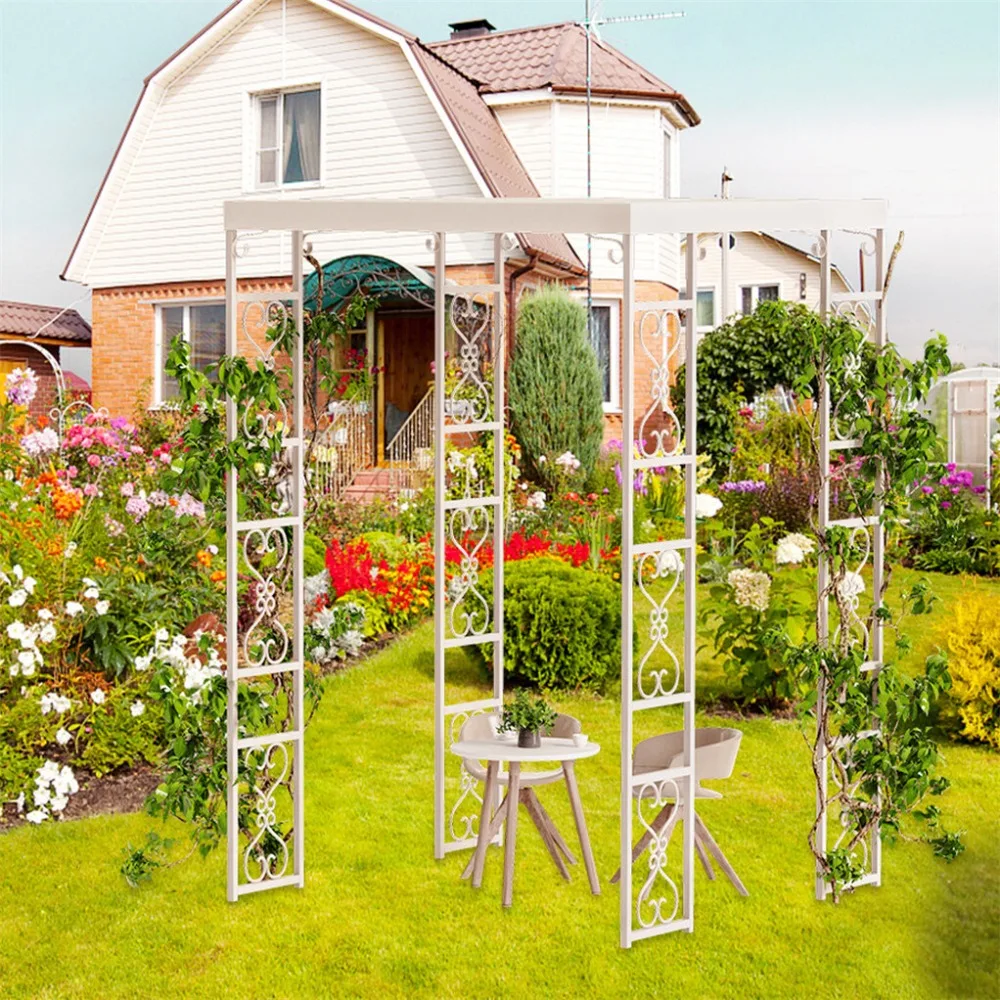 

French Style Garden Arch Arbor Trellis Wedding Lawn Metal Gazebo Pergola Pavilio
