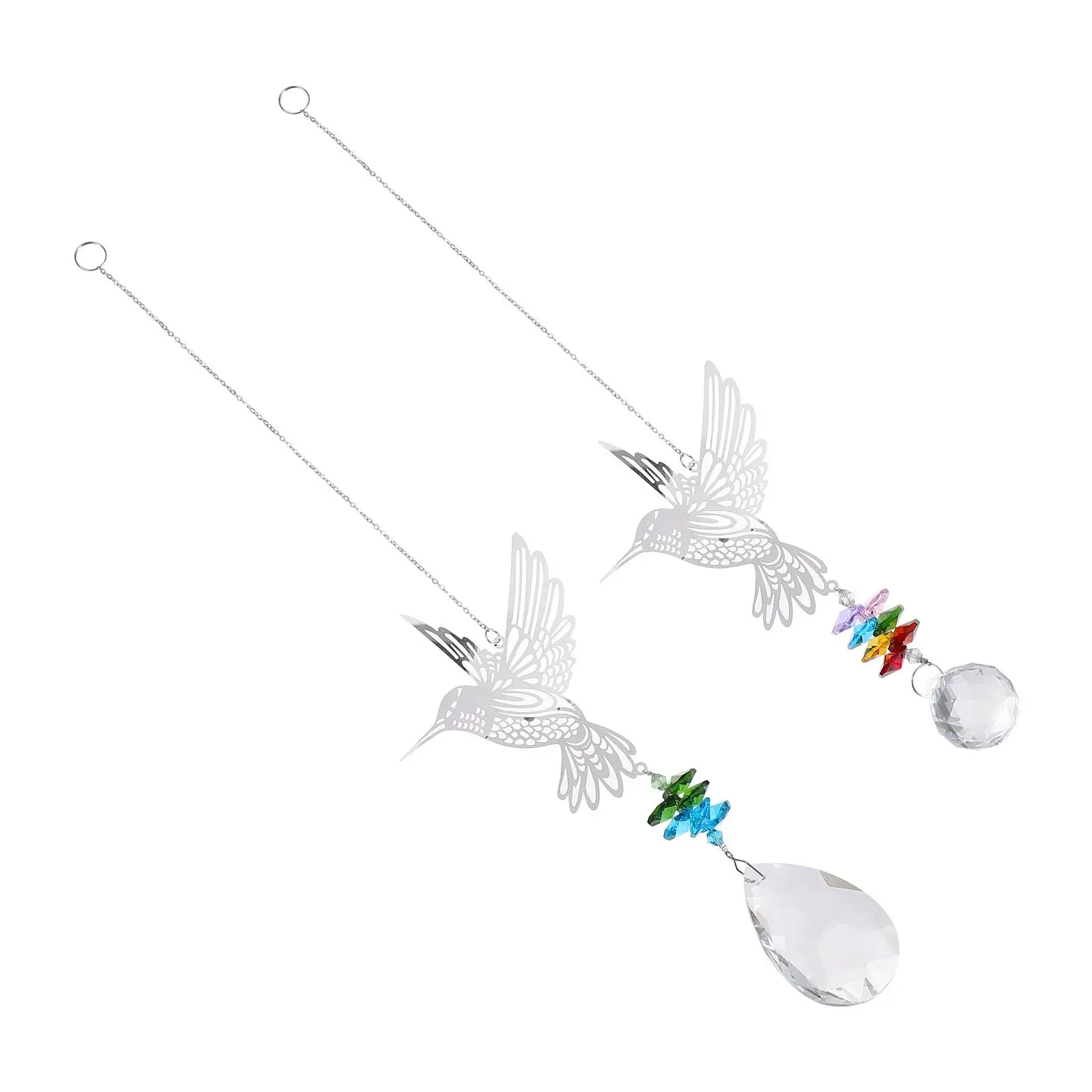 

2 Pcs Crystal Pendant Light Hanging Ornament Adornment Creative Hummingbird Hangings Office Home Decoration